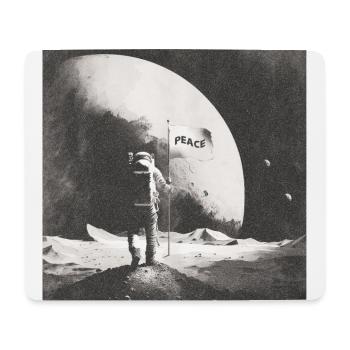 Astronaut auf dem Mond mit Peace Flagge - Mousepad (Querformat) - Weiß - Vorne