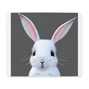 Lapin blanc mignon lapin de Pâques - Tapis de souris (format paysage) - blanc - Devant