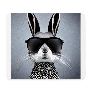 Cooler Hase mit Sonnenbrulle - Mousepad (Querformat) - Weiß - Vorne