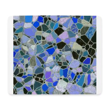 Mosaik, Fliesen (Muster, Blau) - Mousepad (Querformat) - Weiß - Vorne