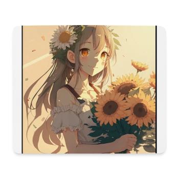 Anime Girl Anime Girl Waifu Otaku Sunflowers - Mouse Pad (horizontal) - white - Front