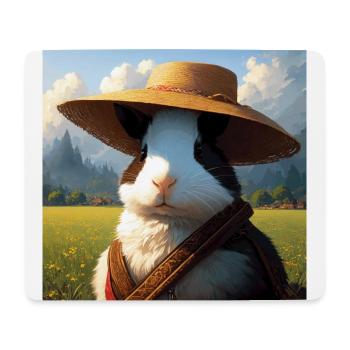 Meerschweinchen in Wiese Strohhut Meerschweinchen Kunst - Mousepad (Querformat) - Weiß - Vorne