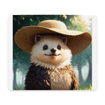 Igelkunst mit Strohhut Niedliche Igel - Mousepad (Querformat) - Weiß - Vorne