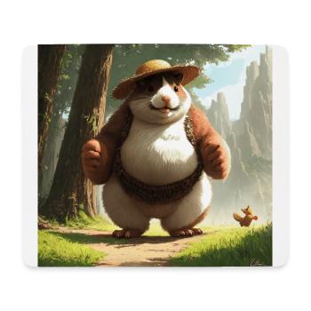 Goldhamster in Wiese Strohhut Zwerghamster - Mousepad (Querformat) - Weiß - Vorne