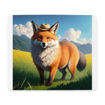Rotfüchse Kunst mit Strohhut Süßer Rotfuchs - Mousepad (Querformat) - Weiß - Vorne
