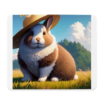 Niedliches Braunbär Kunstwerk mit Strohhut Wiese Kunst - Mousepad (Querformat) - Weiß - Vorne