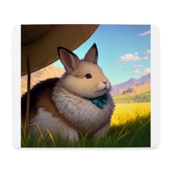 Niedliches Braunbär Kunstwerk mit Strohhut Wiese Kunst - Mousepad (Querformat) - Weiß - Vorne