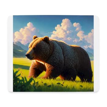 Niedliches Braunbär Kunstwerk mit Strohhut Wiese Kunst - Mousepad (Querformat) - Weiß - Vorne