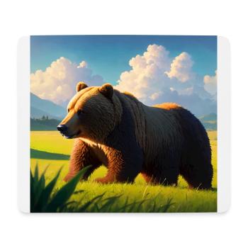 Niedliches Braunbär Kunstwerk mit Strohhut Wiese Kunst - Mousepad (Querformat) - Weiß - Vorne