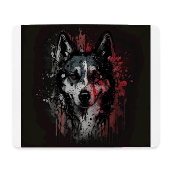 Chien Husky - Tapis de souris (format paysage) - blanc - Devant