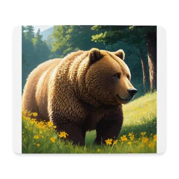 Niedliches Braunbär Kunstwerk mit Strohhut Wiese Kunst - Mousepad (Querformat) - Weiß - Vorne