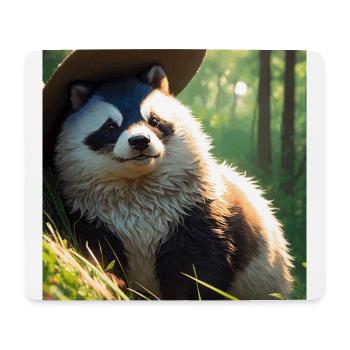 Niedliches Dachs-Kunstwerk mit Strohhut-Dachswiese - Mousepad (Querformat) - Weiß - Vorne
