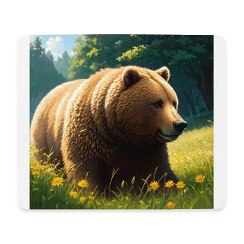 Niedliches Braunbär Kunstwerk mit Strohhut Wiese Kunst - Mousepad (Querformat) - Weiß - Vorne