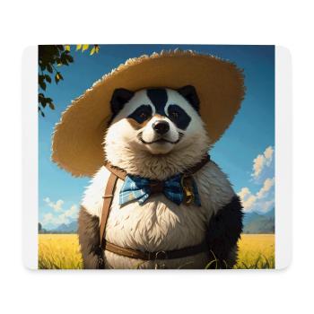 Cute Badger Artwork with Straw Hat Badgers Meadow - Mouse Pad (horizontal) - white - Front
