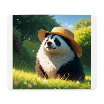 Süßes Dachs-Kunstwerk mit Strohhutdachswiese - Mousepad (Querformat) - Weiß - Vorne