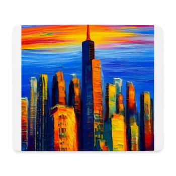 New York Wolkenkratzer während des Sonnenuntergang - Mousepad (Querformat) - Weiß - Vorne