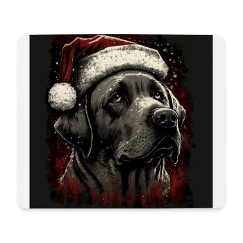 Labrador avec chapeau de Père Noël - Tapis de souris (format paysage) - blanc - Devant