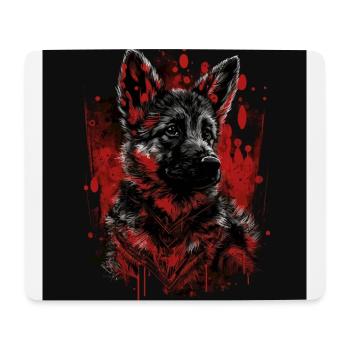 German Shepherd Puppy 05 BlackBG - Mouse Pad (horizontal) - white - Front
