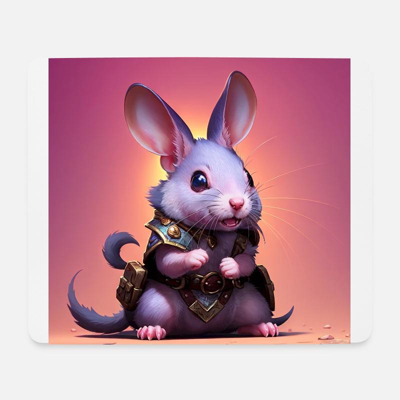 Fantasy Rodent Warrior Artwork for Kids Fancy Rat - Mouse Pad (horizontal) - white