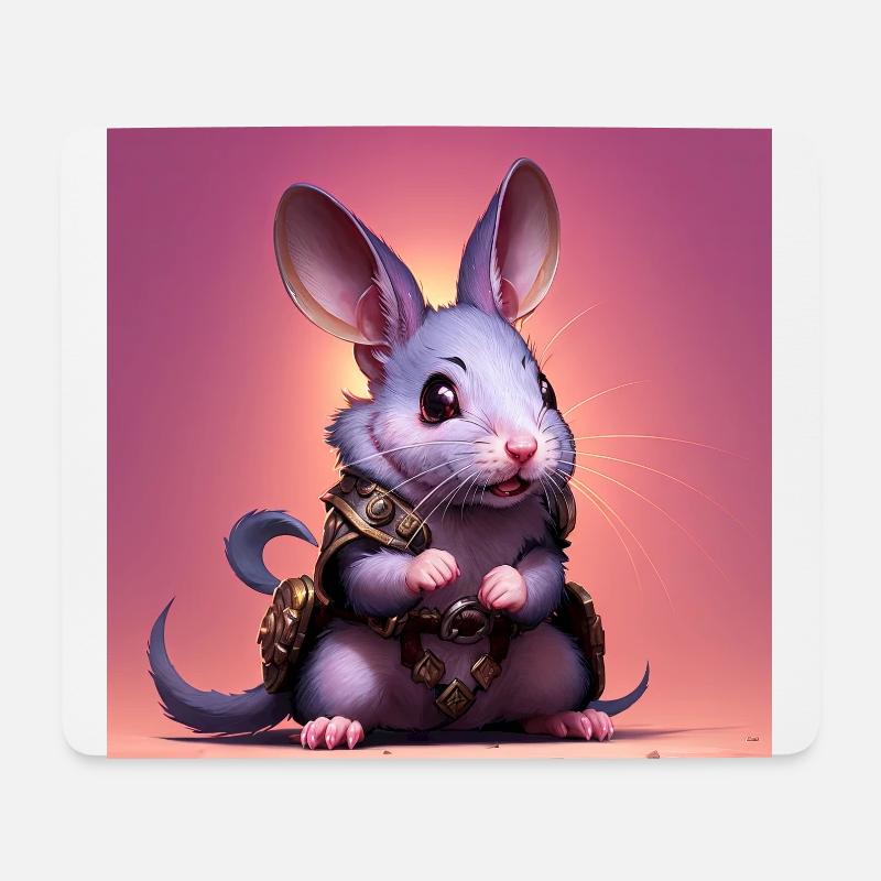 Fantasy Nagetier Krieger Kunstwerk für Kinder Fancy Ratte - Mousepad (Querformat) - Weiß