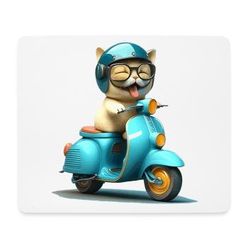 Lachende Katze auf Motorroller Geschenk - Mousepad (Querformat) - Weiß - Vorne