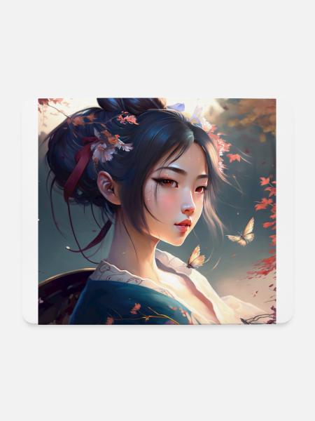 Geisha - Mousepad (Querformat) - Weiß