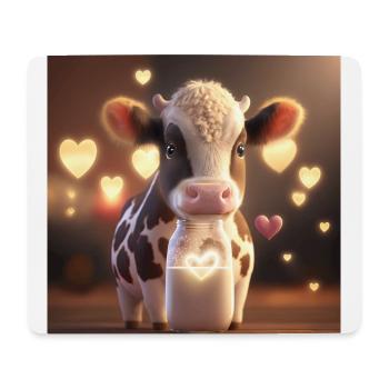 cute Kuh mit Herzchen - Mousepad (Querformat) - Weiß - Vorne