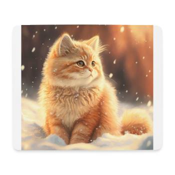 Kätzchen im Schnee - Mousepad (Querformat) - Weiß - Vorne