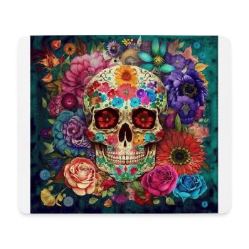 Skull Art Watercolor Flower Design - Mouse Pad (horizontal) - white - Front