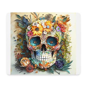 Skull Art Watercolor Flower Design 2 - Mouse Pad (horizontal) - white - Front