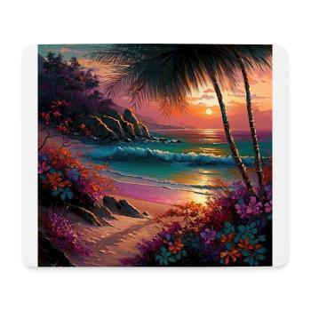 Colorful Tropical Island Beach Sunset Design - Mouse Pad (horizontal) - white - Front