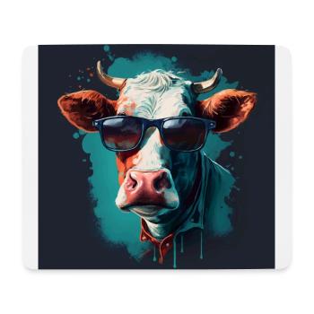 Eine Kuh mit Sonnenbrille - Mousepad (Querformat) - Weiß - Vorne