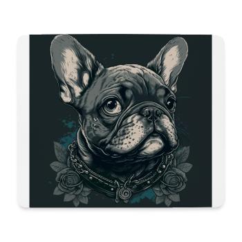 Bouledogue français avec des fleurs - Tapis de souris (format paysage) - blanc - Devant