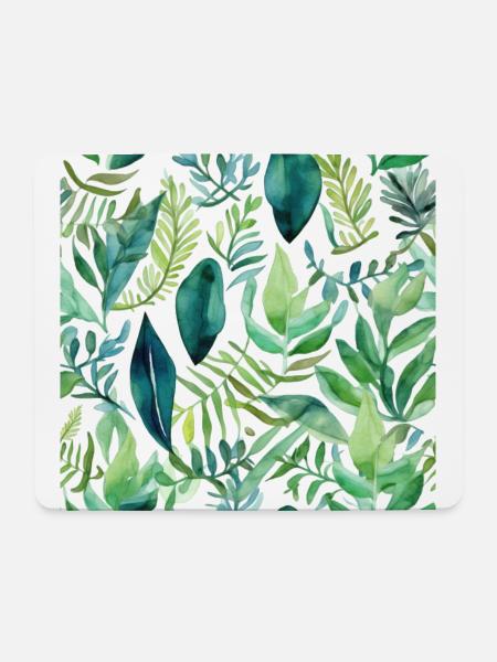 Aquarell Blattmuster - Mousepad (Querformat) - Weiß