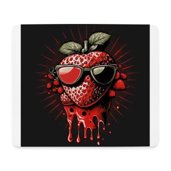 Drôle de fraise avec des lunettes de soleil - Tapis de souris (format paysage) - blanc - Devant