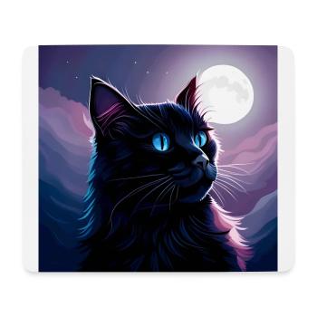 Black cat in the moonlight. - Mouse Pad (horizontal) - white - Front