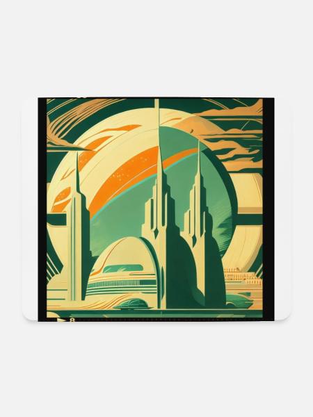 Weltraum-Retrofuturismus - Mousepad (Querformat) - Weiß