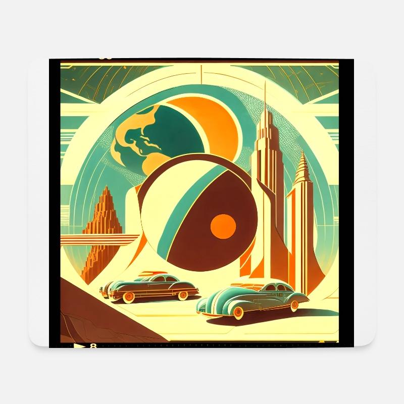 Imaginärer Retro-Planet - Mousepad (Querformat) - Weiß