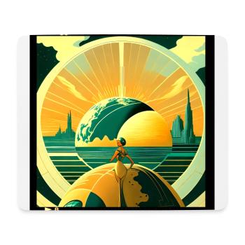 Planète futuro vintage - Tapis de souris (format paysage) - blanc - Devant