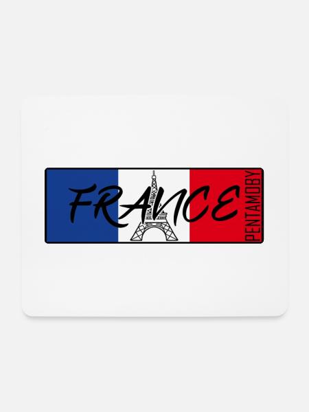 FRANKREICH FRANCE EIFFELTURM FLAGGE BAND ABZEICHEN - Mousepad (Querformat) - Weiß