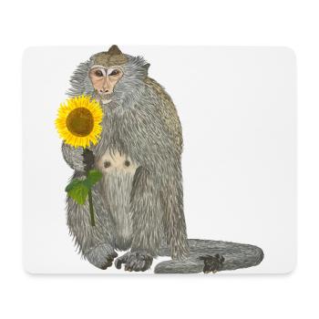 Affe Sonnenblume Makake - Mousepad (Querformat) - Weiß - Vorne