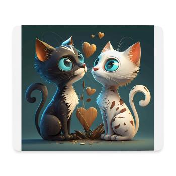 Cartoon Kitten mit Herz - Mousepad (Querformat) - Weiß - Vorne