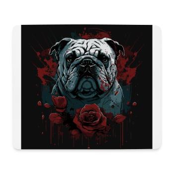 Bouledogue anglais aux roses rouges - Tapis de souris (format paysage) - blanc - Devant