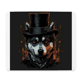 Husky Dog mit Zylinder Hut - Mousepad (Querformat) - Weiß - Vorne