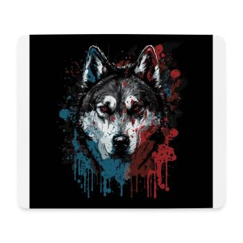 Chien Husky - Tapis de souris (format paysage) - blanc - Devant
