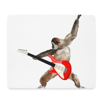 Affe Weißbartgibbon E-Gitarre lets rock - Mousepad (Querformat) - Weiß - Vorne