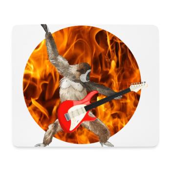 Affe Weißbartgibbon E-Gitarre Feuer lets rock - Mousepad (Querformat) - Weiß - Vorne
