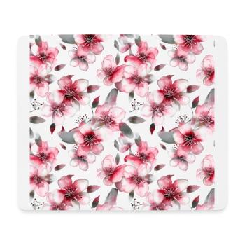 Aquarell Blumen Kirsch-Blüten Florales Muster - Mousepad (Querformat) - Weiß - Vorne