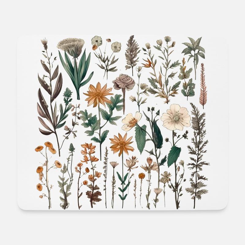 Wunderschönes Boho Blumen Herbarium Bouquet - Mousepad (Querformat) - Weiß