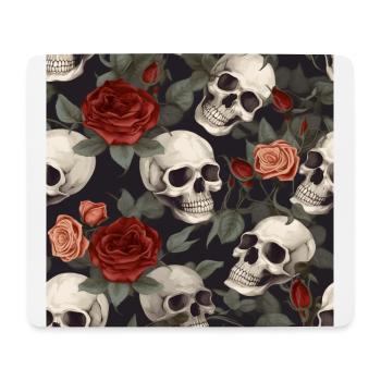 Skulls & Red Roses Pattern Dark Elegant Gothic - Mouse Pad (horizontal) - white - Front